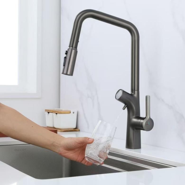 Digital Display Pull-Out Faucet na may Built-in na Water Purifier